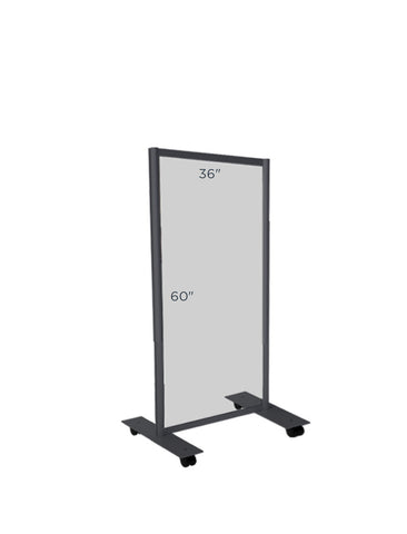 60” Floor Standing Shield with Locking Casters (Black)  / FS-0014