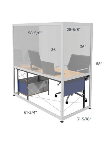 Floor Standing Office Desk Protection Shield (Aluminum)  / FS-0021
