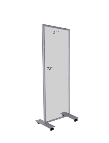 72” Floor Standing Shield with Locking Casters (Aluminum)  / FS-016