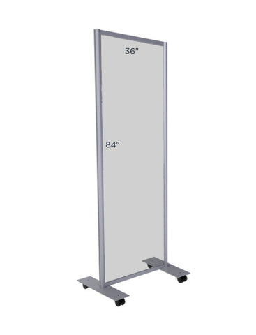 84” Floor Standing Shield with Locking Casters (Aluminum)  / FS-005